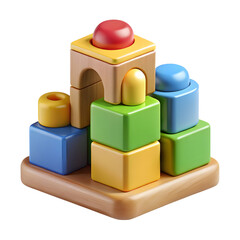 Naklejka premium Colorful Wooden Stacking Toy with Geometric Shapes for Early Childhood Development Playtime