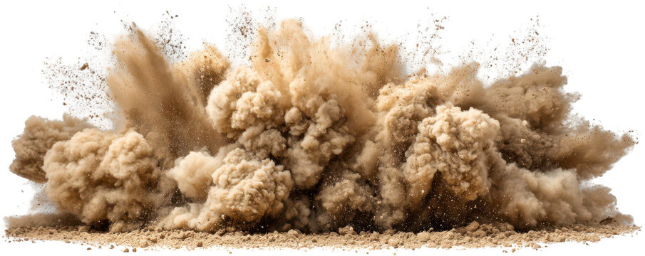 Powerful explosion of earth and dust
