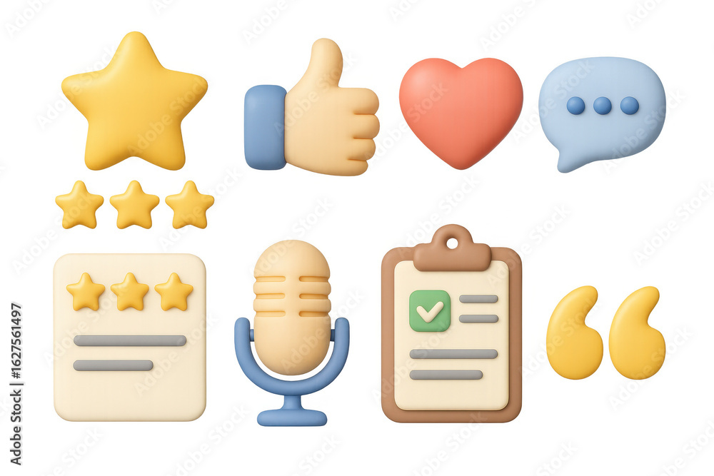 Poster 3d emoji style icons of communication and rating elements