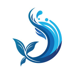 Obraz premium curved-fish-tail-integrated-with-a-water-splash-ar (1).eps