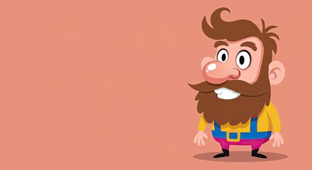 Funny cartoon character with big beard, cheerful character for your animation