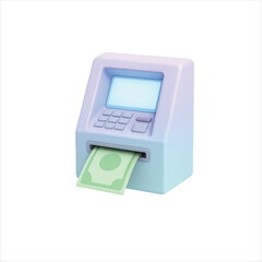 White isolated credit card reader and calculator with digital numbers for finance and technology