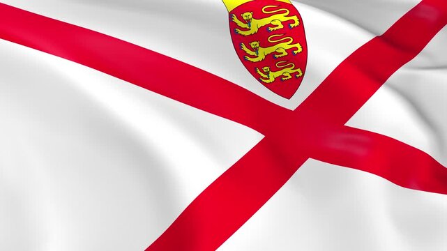 Photo realistic slow motion 4KHD flag of the Jersey waving in the wind.  Seamless loop animation with highly detailed fabric texture in 4K resolution.