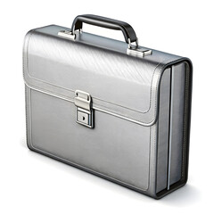 Modern Silver Briefcase on a White Background