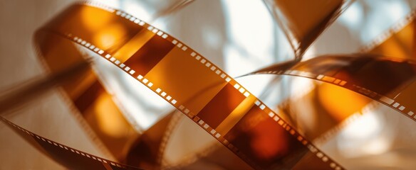 The shimmering beauty of retro film strips weaving through soft light