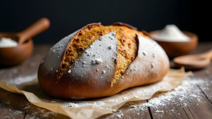 Fresh Homemade Bread With Flour Dusting