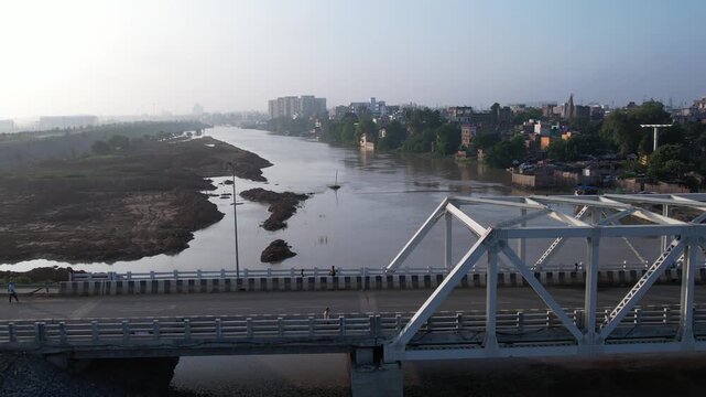 Bridge on the river,  Patna, Bihar, India