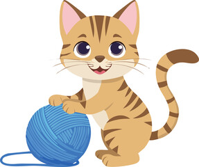 Fototapeta premium İp yumağıyla oynayan kedi