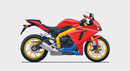 Obraz premium Colorful illustration of a sport motorcycle, showcasing its design and features.