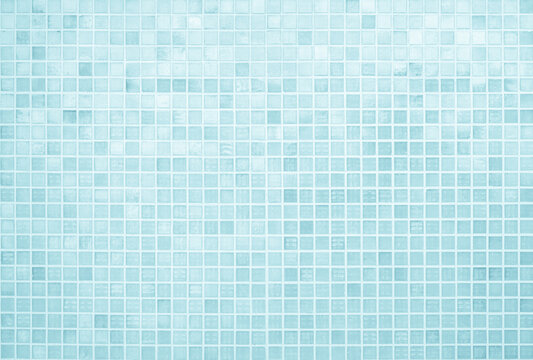 Blue light ceramic wall chequered and floor tiles mosaic background in bathroom, kitchen. Design pattern geometric with grid wallpaper texture decoration pool. Simple seamless abstract surface clean.