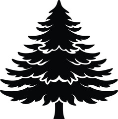 Fototapeta premium Vector illustration of black silhouette of a pine tree isolated