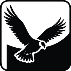Fototapeta premium Vector illustration of black silhouette of a flying eagle