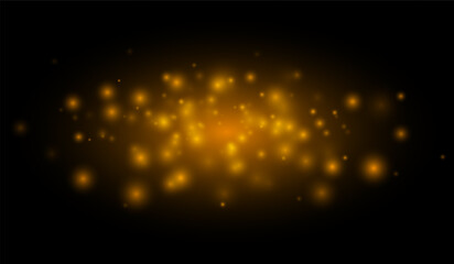 Soft glowing particles scattered on a dark field, creating an atmospheric light effect for overlays, decorations, backgrounds, and visual effects.
