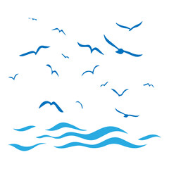 Seascape with birds