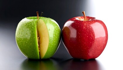 Two apples, contrasting colors