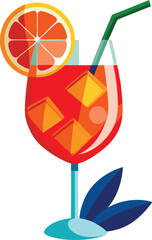 Glass of orange juice with ice cube, Cocktail with orange and lime, cocktail with lime