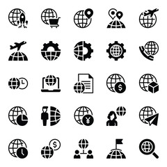 Glyph icons set for Global business