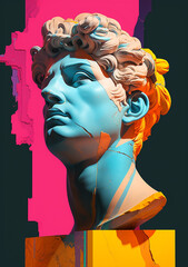 Gypsum pop art aesthetic statue head