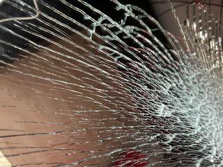 abstract background with spider web on broken mirror