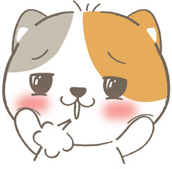Adorable White Cat in Kawaii Style Illustration