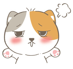 Adorable White Cat in Kawaii Style Illustration