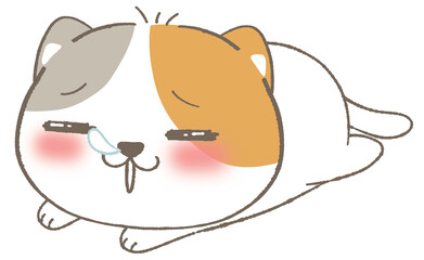 Adorable White Cat in Kawaii Style Illustration