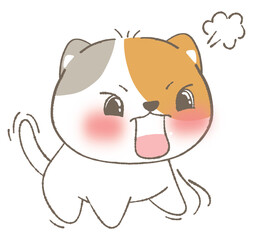 Adorable White Cat in Kawaii Style Illustration