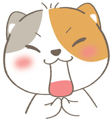 Adorable White Cat in Kawaii Style Illustration