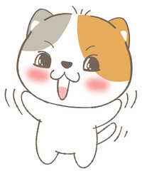Adorable White Cat in Kawaii Style Illustration