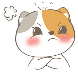 Adorable White Cat in Kawaii Style Illustration