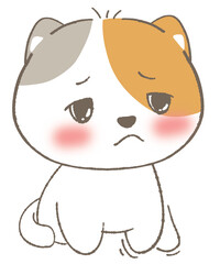 Adorable White Cat in Kawaii Style Illustration