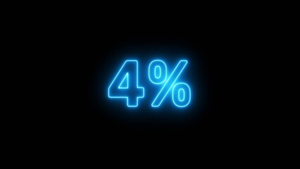 Neon 4% number illustration background.