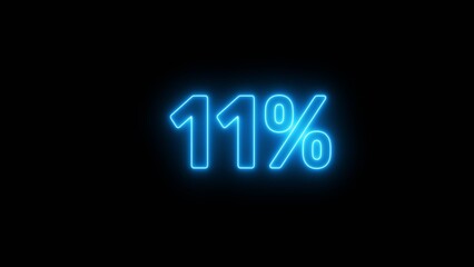 Neon 11% number illustration background.