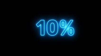 Neon 10% number illustration background.