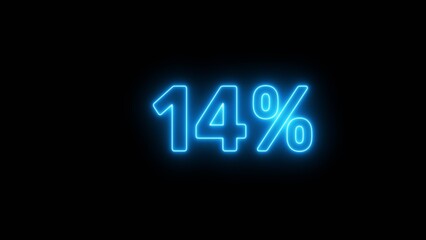 Neon 14% number illustration background.