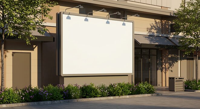 Billboard Near Building, Blank Advertisement Space