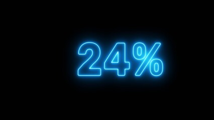 Neon 24% number illustration background.