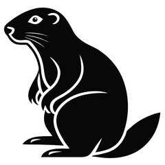 Black silhouette of a prairie dog on a white background rodent animal