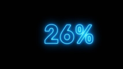 Neon 26% number illustration background.
