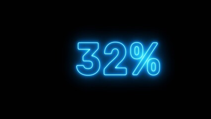 Neon 32% number illustration background.