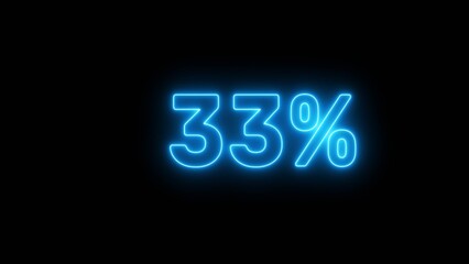 Neon 33% number illustration background.