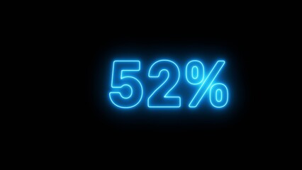 Neon 52% number illustration background.