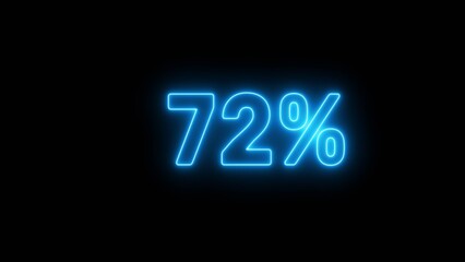 Neon 72% number illustration background.