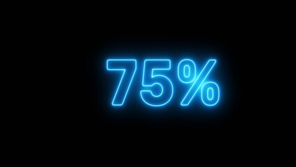 Neon 75% number illustration background.