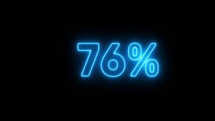 Neon 76% number illustration background.