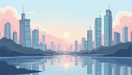 Fototapeta premium shanghai skyline at sunset