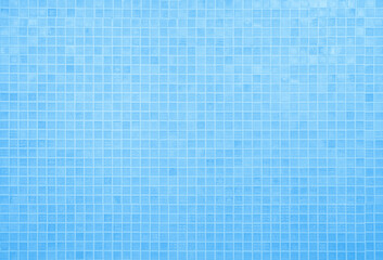 Blue light ceramic wall chequered and floor tiles mosaic background in bathroom, kitchen. Design pattern geometric with grid wallpaper texture decoration pool. Simple seamless abstract surface clean.