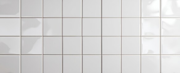 The Elegant Arrangement of Glossy White Ceramic Tiles on a Wall