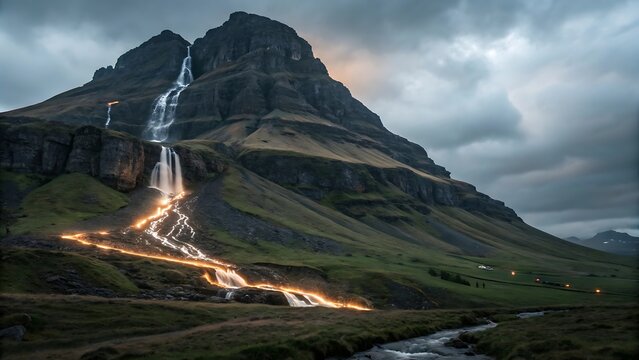 Mount Cook National Park in New Zealand's Southern Alps offers a breathtaking summer view of snow-capped peaks, glaciers, and green valleys reflected in a tranquil lake - Powered by Adobe
