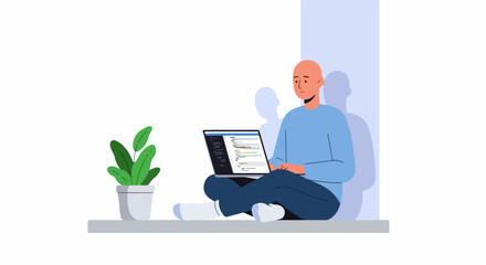 Focused developer coding on laptop, serene workspace, modern tech lifestyle, remote work flexibility, productivity and concentration, professional growth